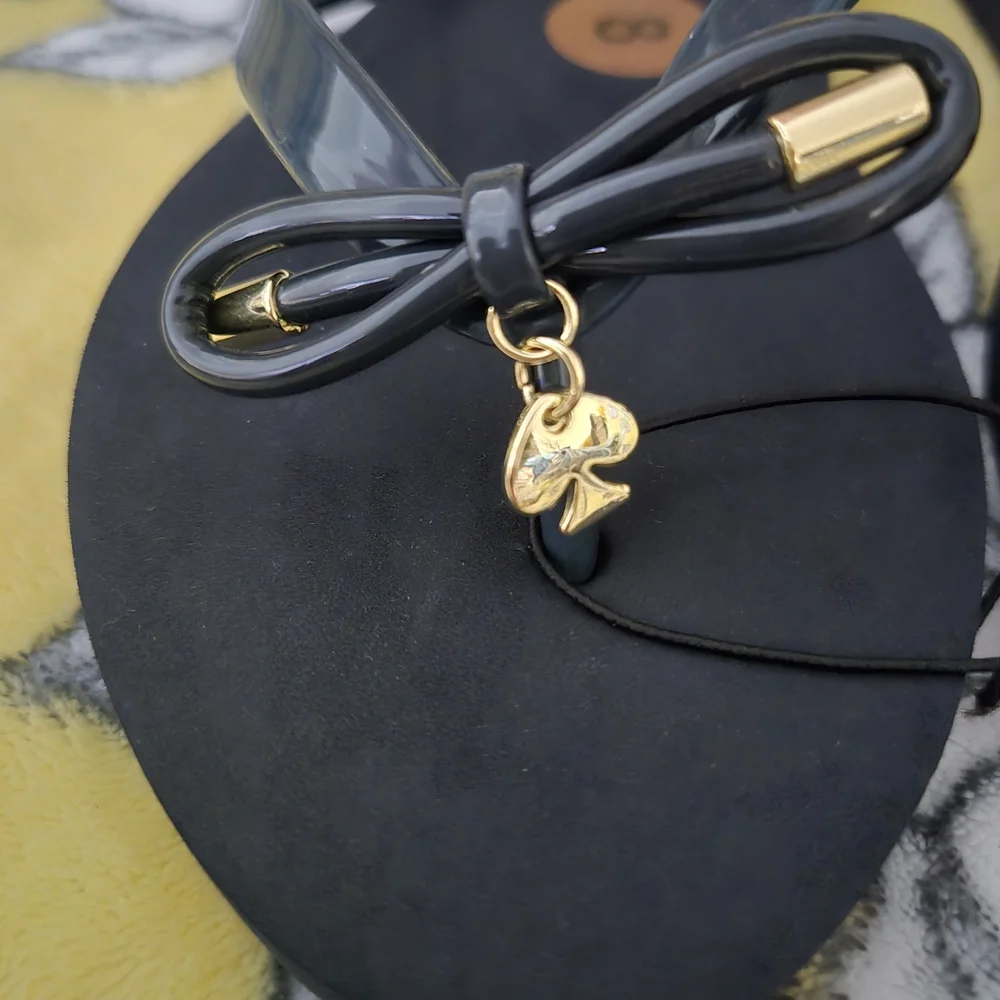 Kate Spade Black Flip Flops with Bow - Picture 2 of 5